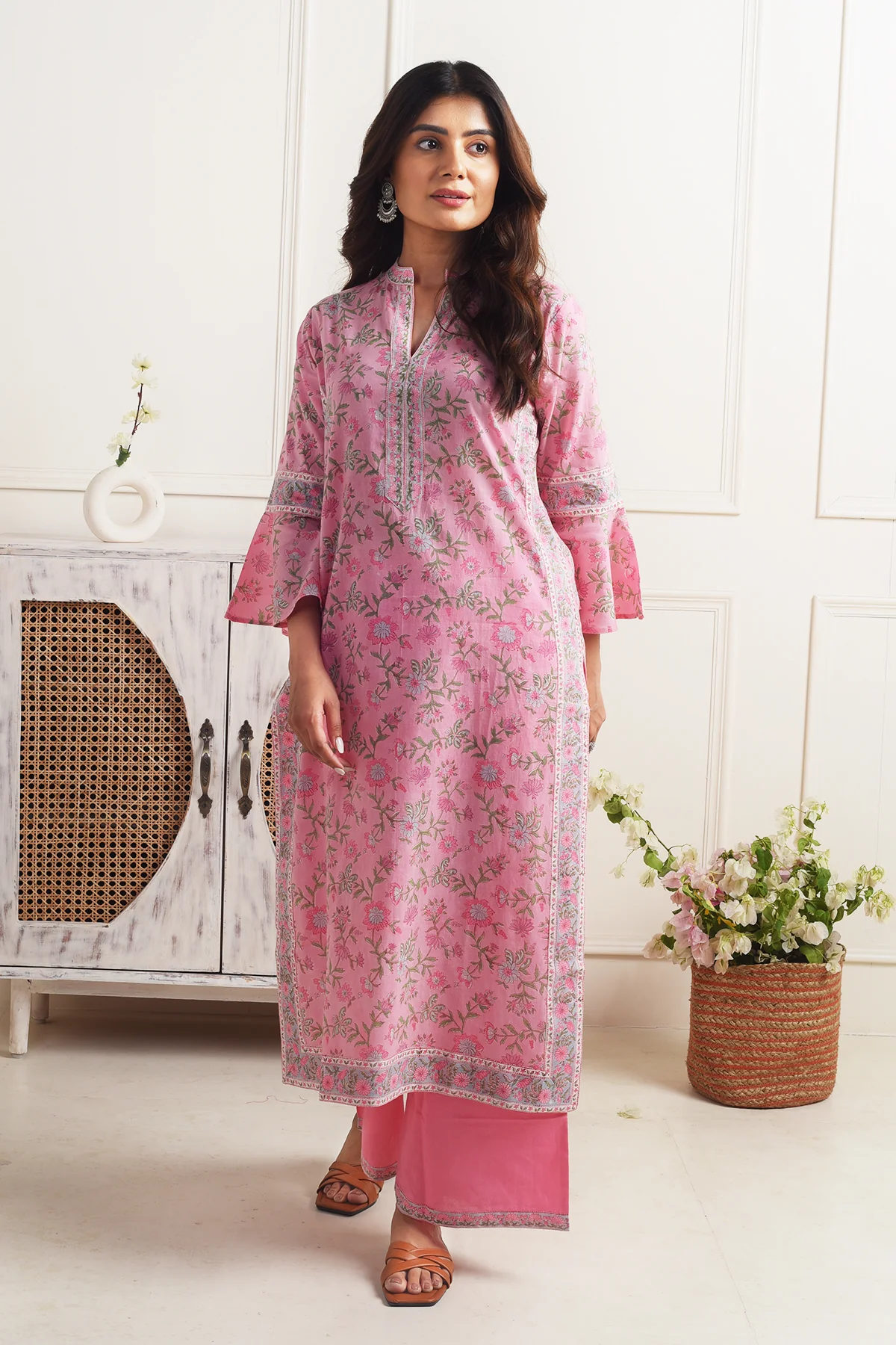 Madhuvan Pink Cotton Kurta Set of 2 - Image 6