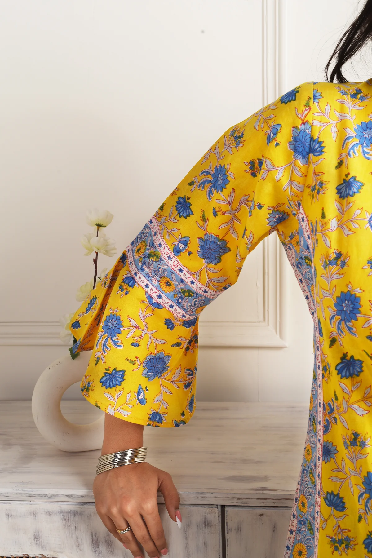 Madhuvan Yellow Cotton Kurta Set of 2 - Image 3