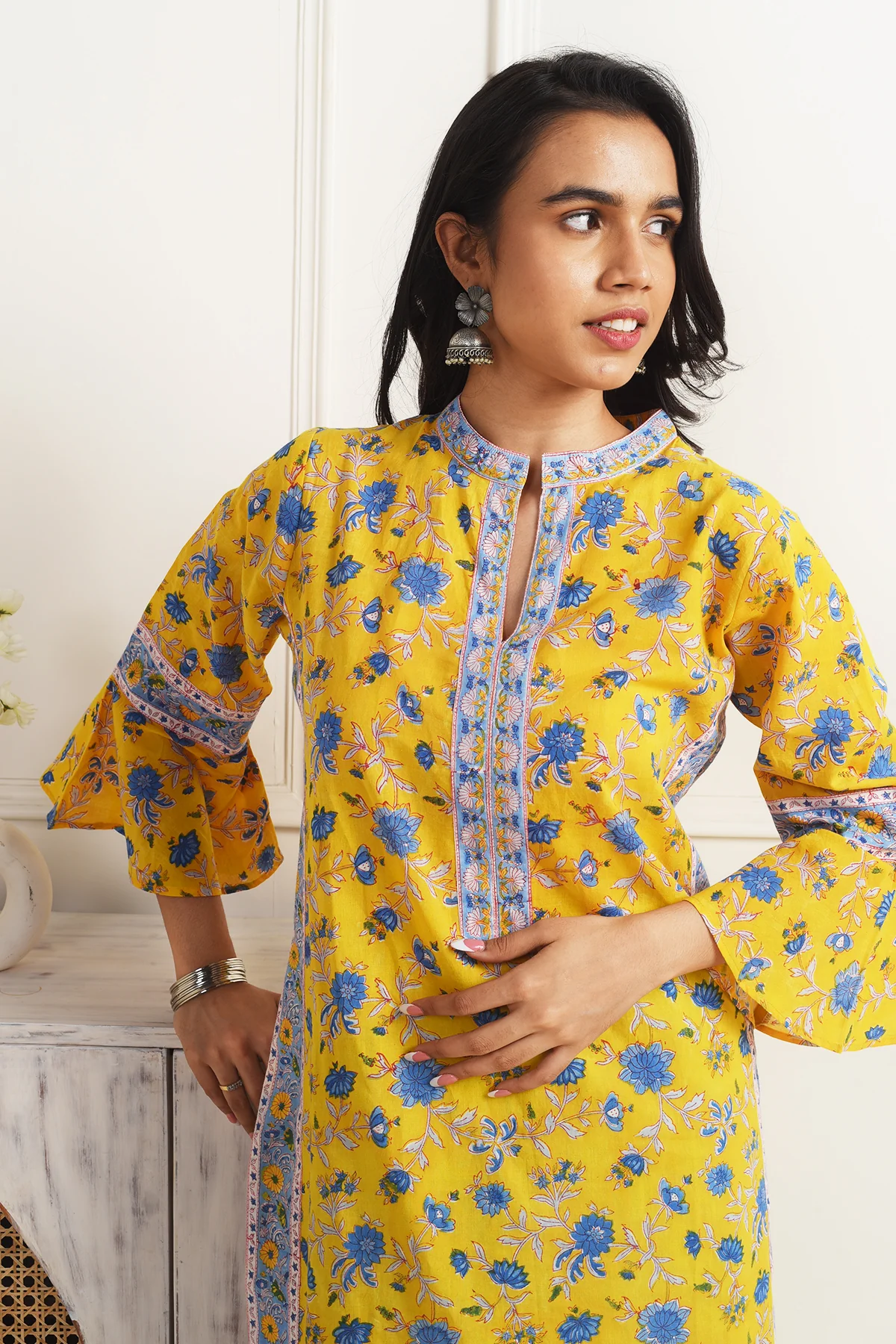 Madhuvan Yellow Cotton Kurta Set of 2 - Image 4