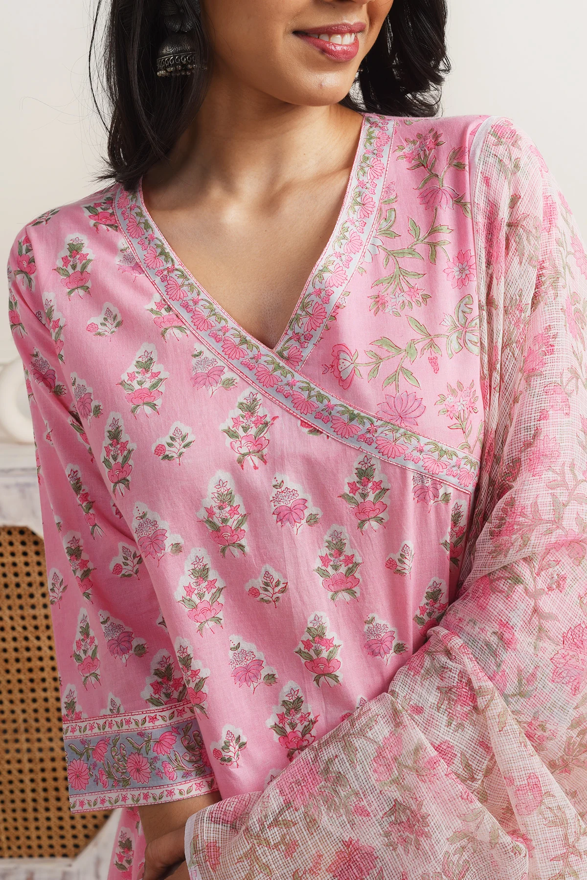Madhuvan Pink Cotton Kurta Set of 3 - Image 3