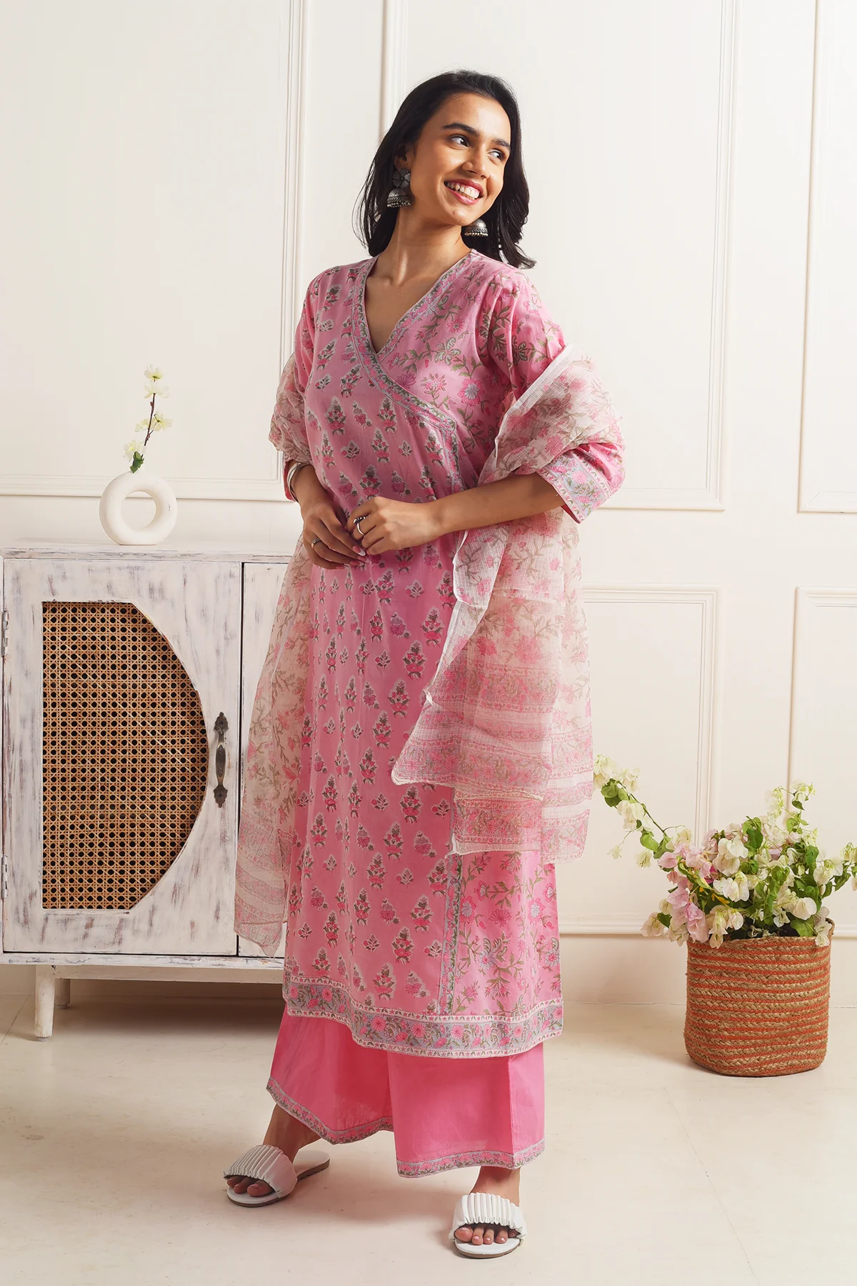 Madhuvan Pink Cotton Kurta Set of 3 - Image 5