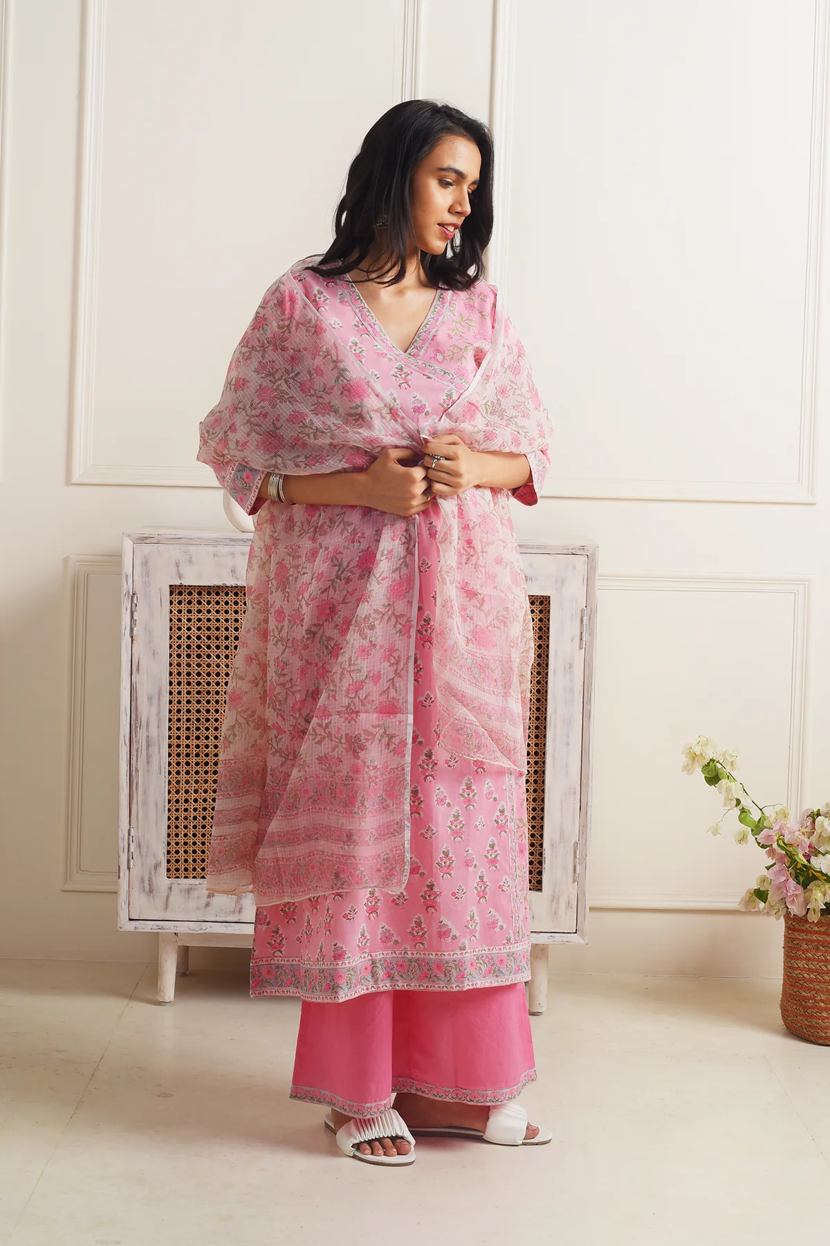 Madhuvan Pink Cotton Kurta Set of 3 - Image 6