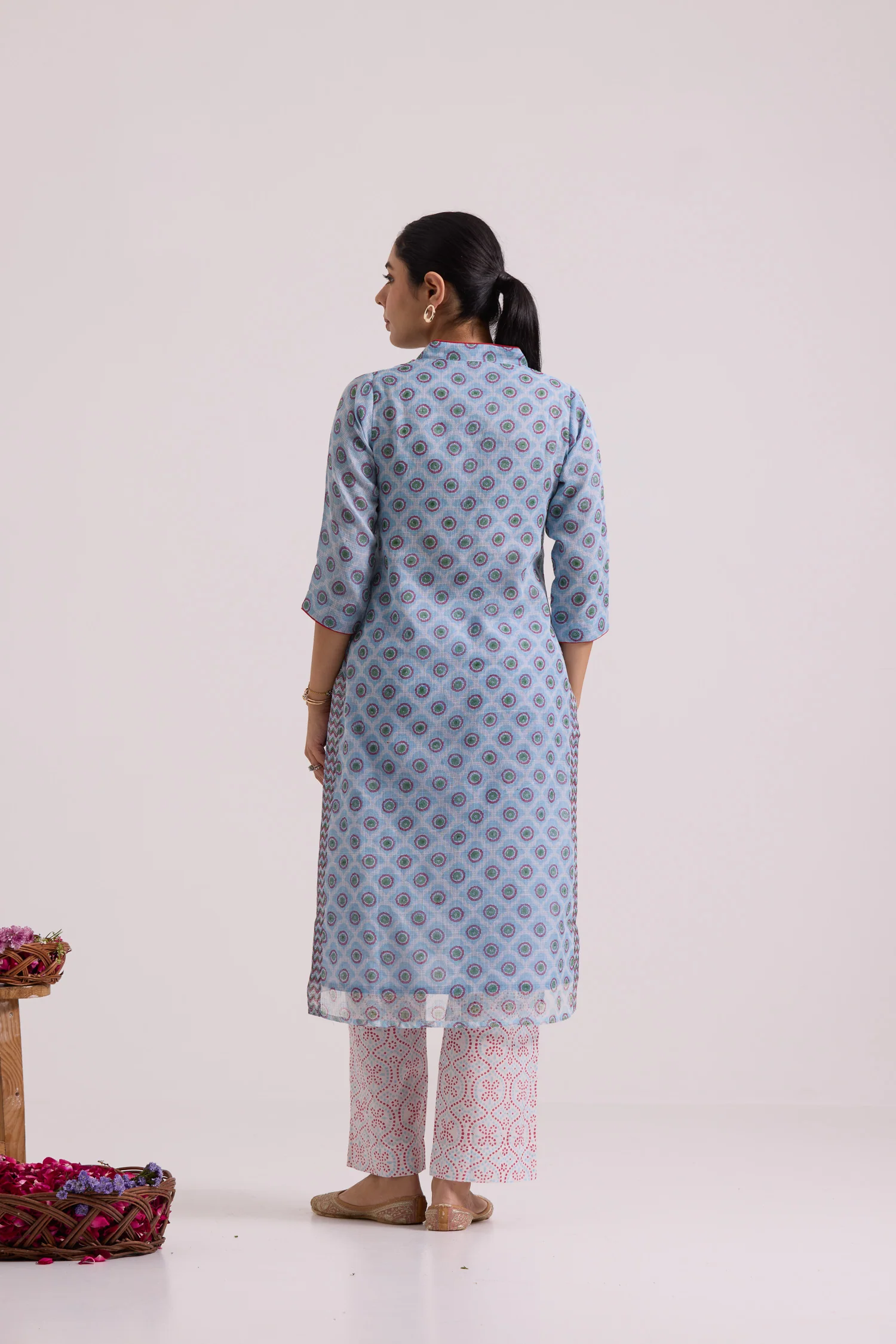फूलWARI Light Blue Kota Doria Set of 3 - Image 3