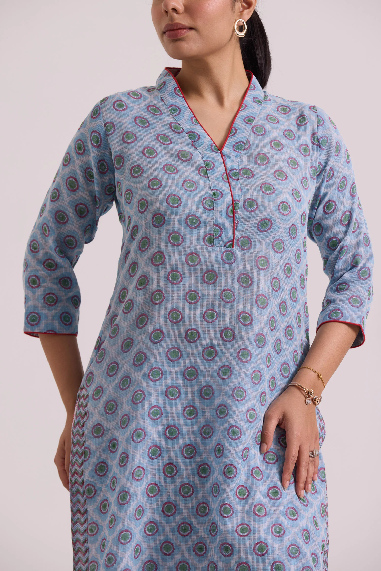 फूलWARI Light Blue Kota Doria Set of 3 - Image 5