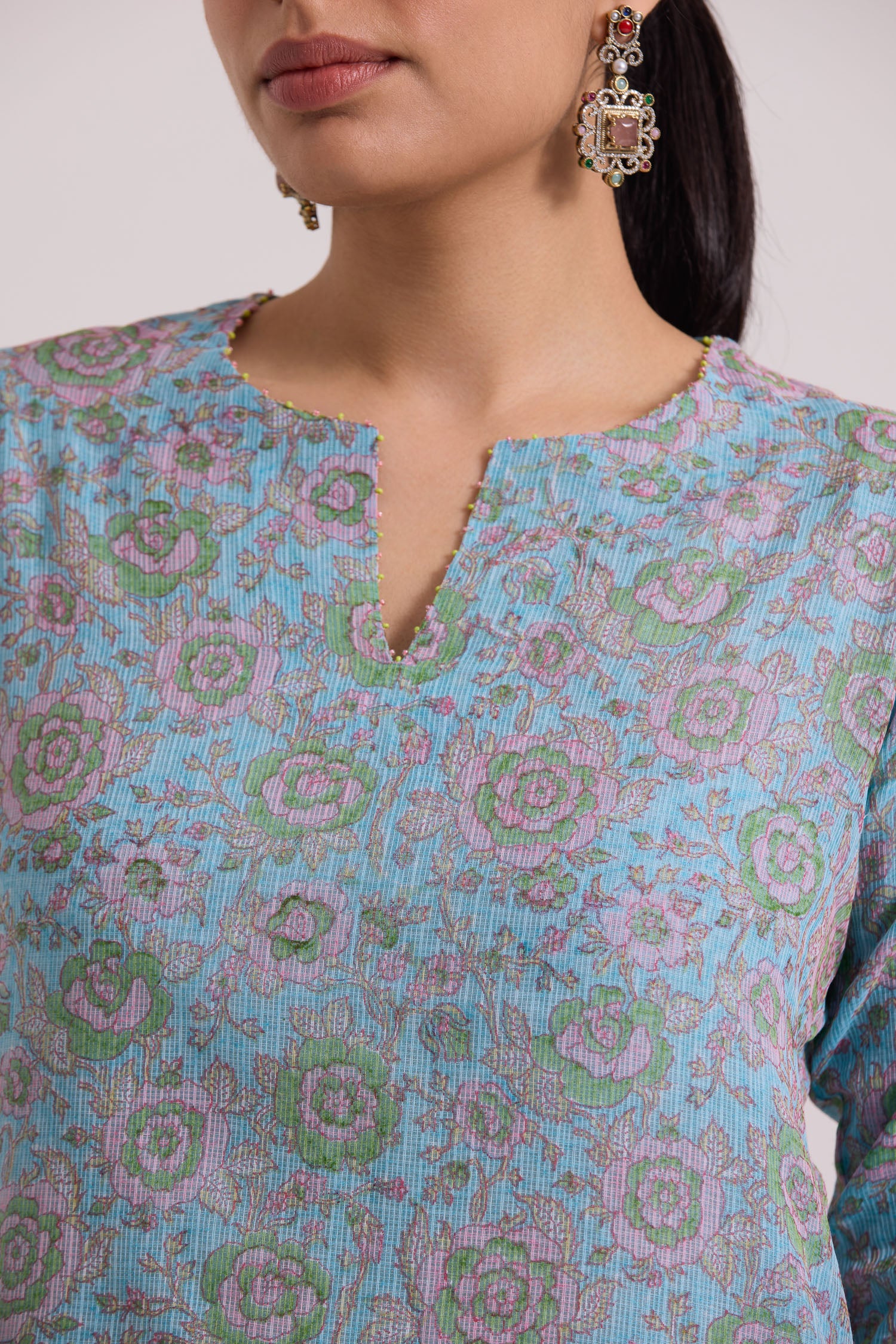 फूलWARI Light Blue Kota Doria Set of 3 - Image 4