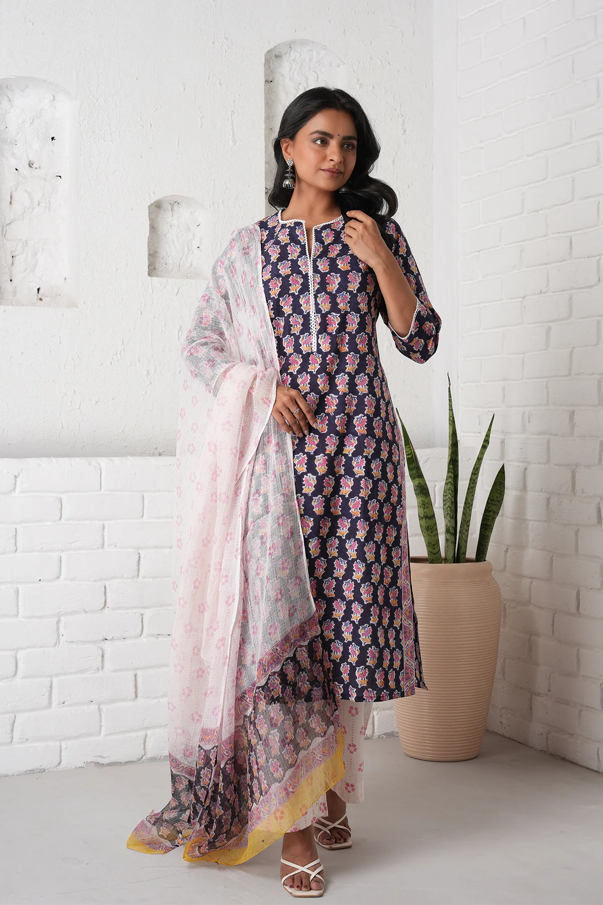 Rangrez Black Cotton Kurta Set of 3 - Image 2