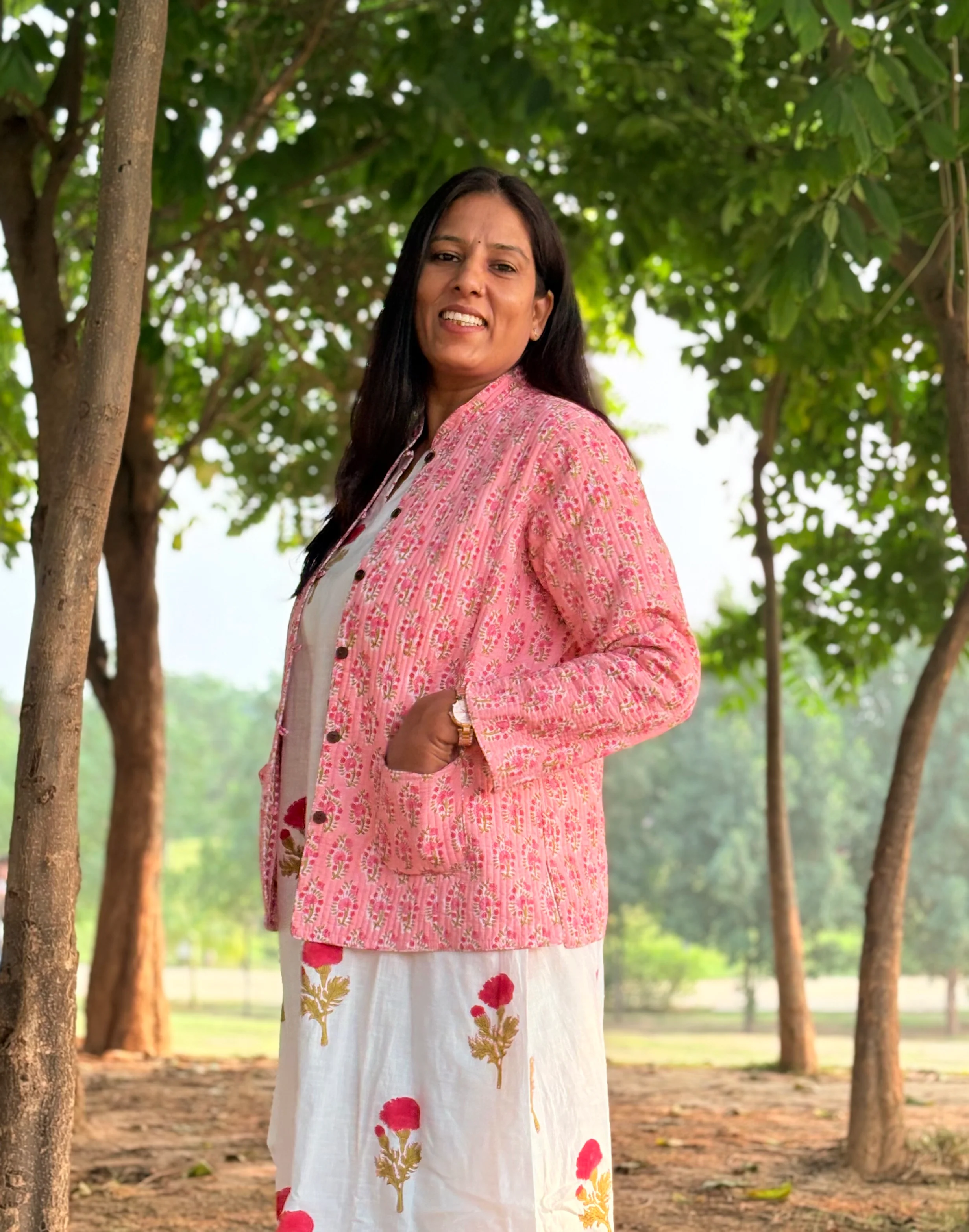 Reversible Quilted Full Sleeve Pink Jacket - Image 5