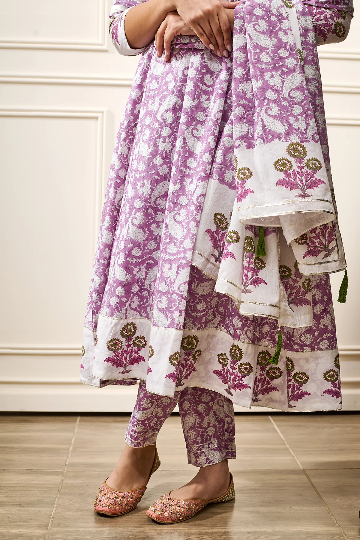 Roohi Purple A-line Kurta with Pant and Dupatta- Set of 3 - Image 5