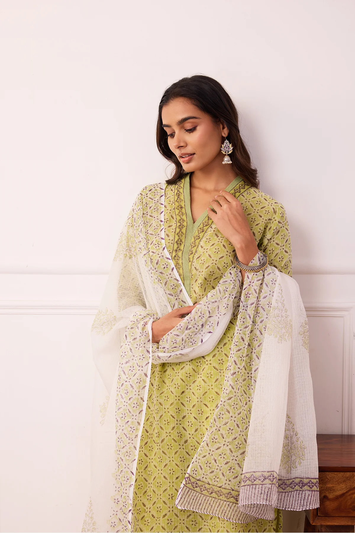 Sukoon Green Jaal Kota Doria Set of 3