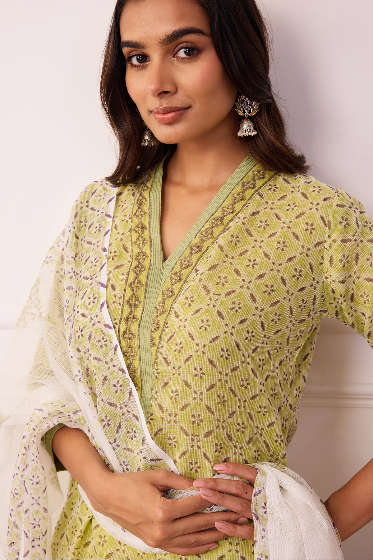 Sukoon Green Jaal Kota Doria Set of 3 - Image 3