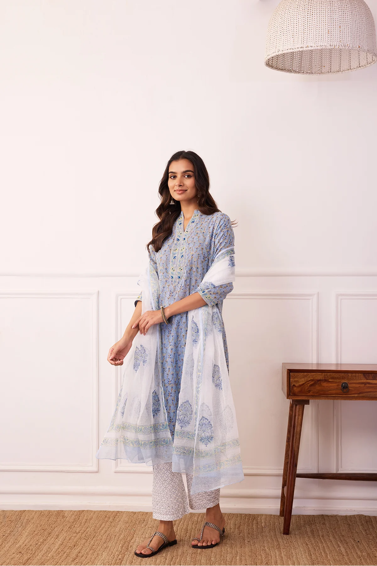 Sukoon Blue Jaal Kota Doria Set of 3 - Image 3