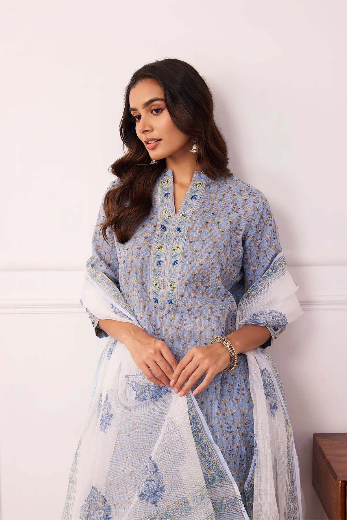 Sukoon Blue Jaal Kota Doria Set of 3 - Image 4