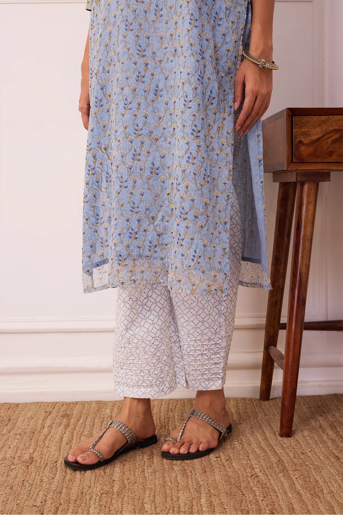 Sukoon Blue Jaal Kota Doria Set of 3 - Image 6
