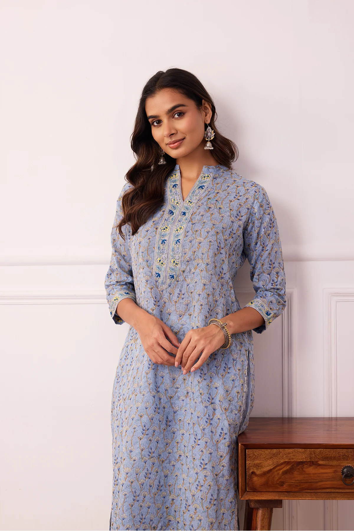 Sukoon Blue Jaal Kota Doria Set of 3 - Image 7