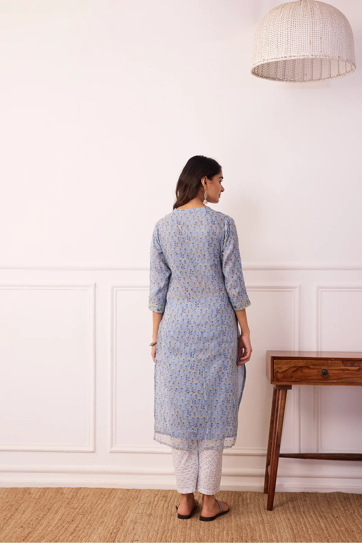 Sukoon Blue Jaal Kota Doria Set of 3 - Image 8