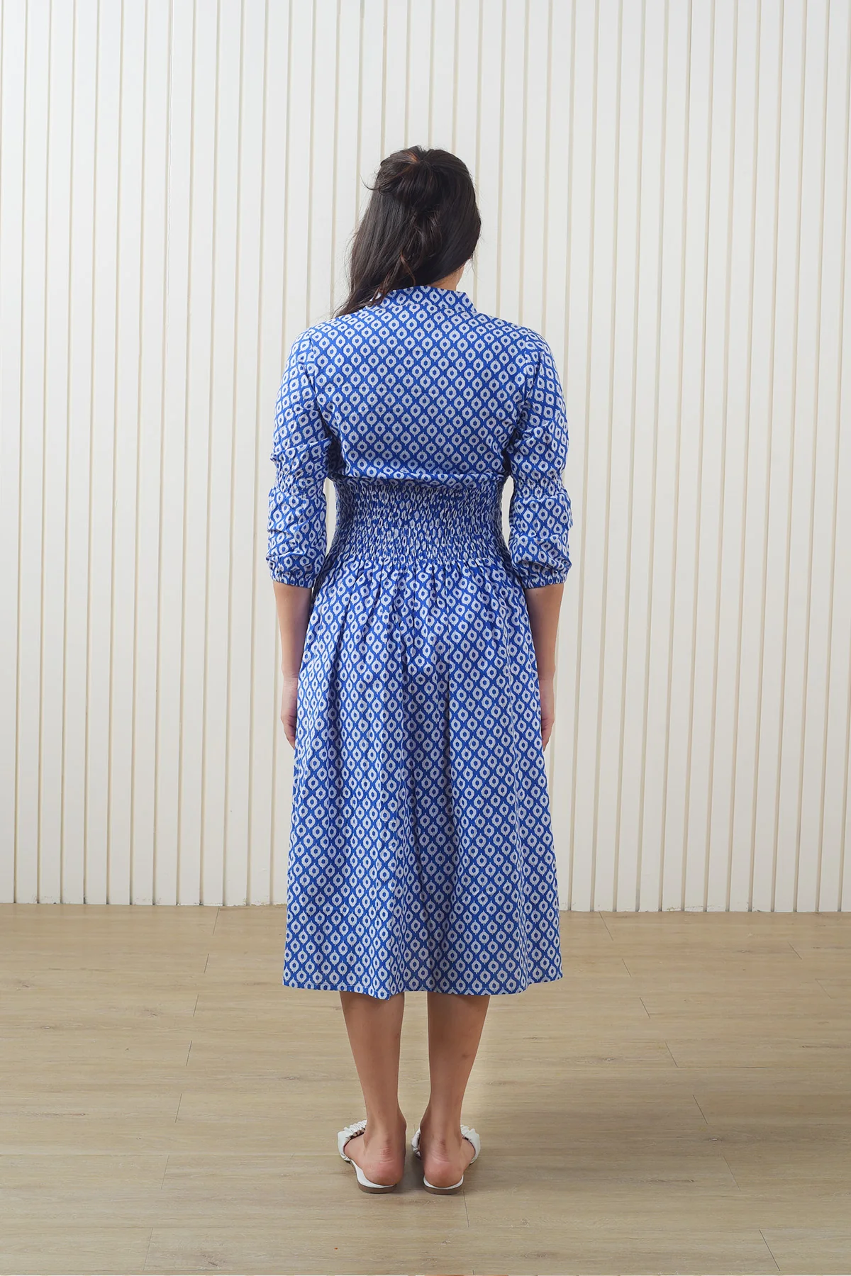 Summer Edit Blue Block Print Dress - Image 4