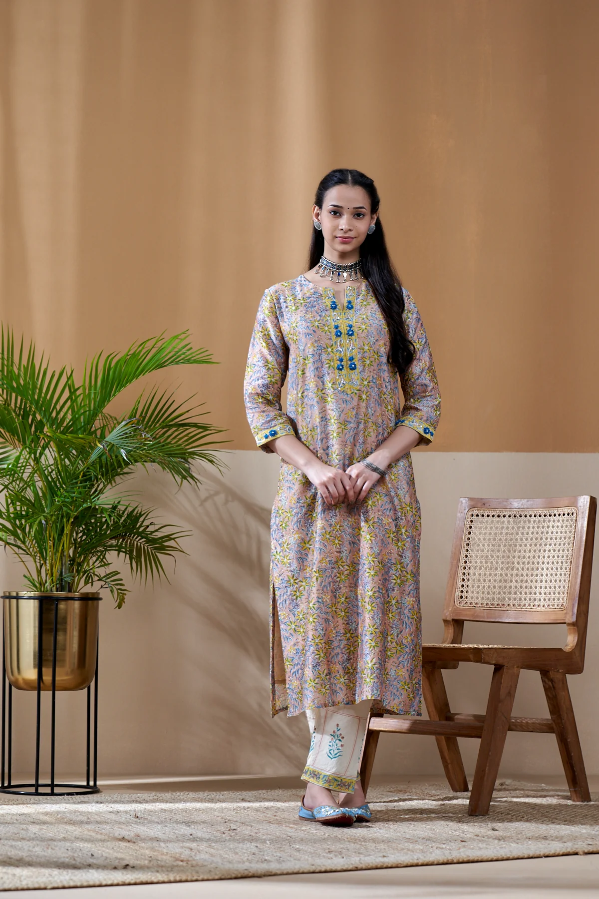 Zarin Grey Chanderi Suit Set of 3 - Image 2