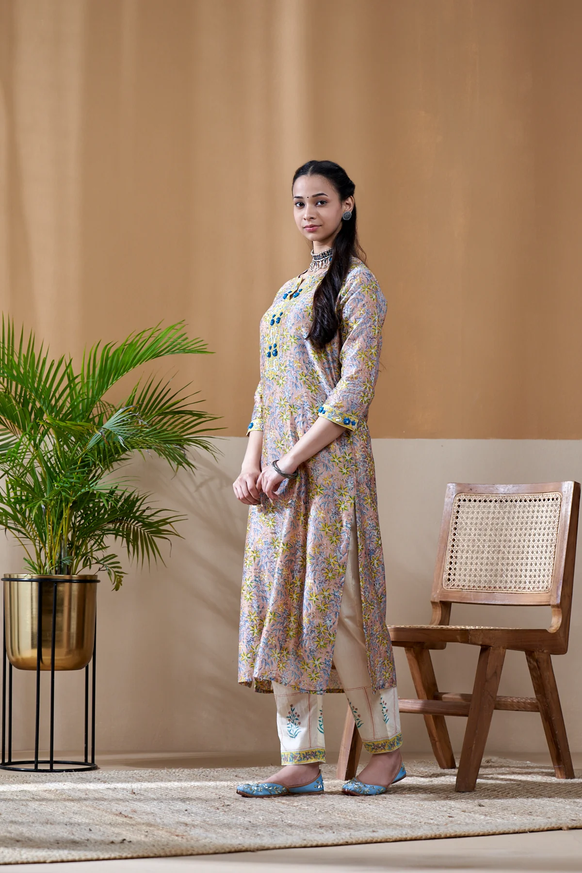 Zarin Grey Chanderi Suit Set of 3 - Image 3
